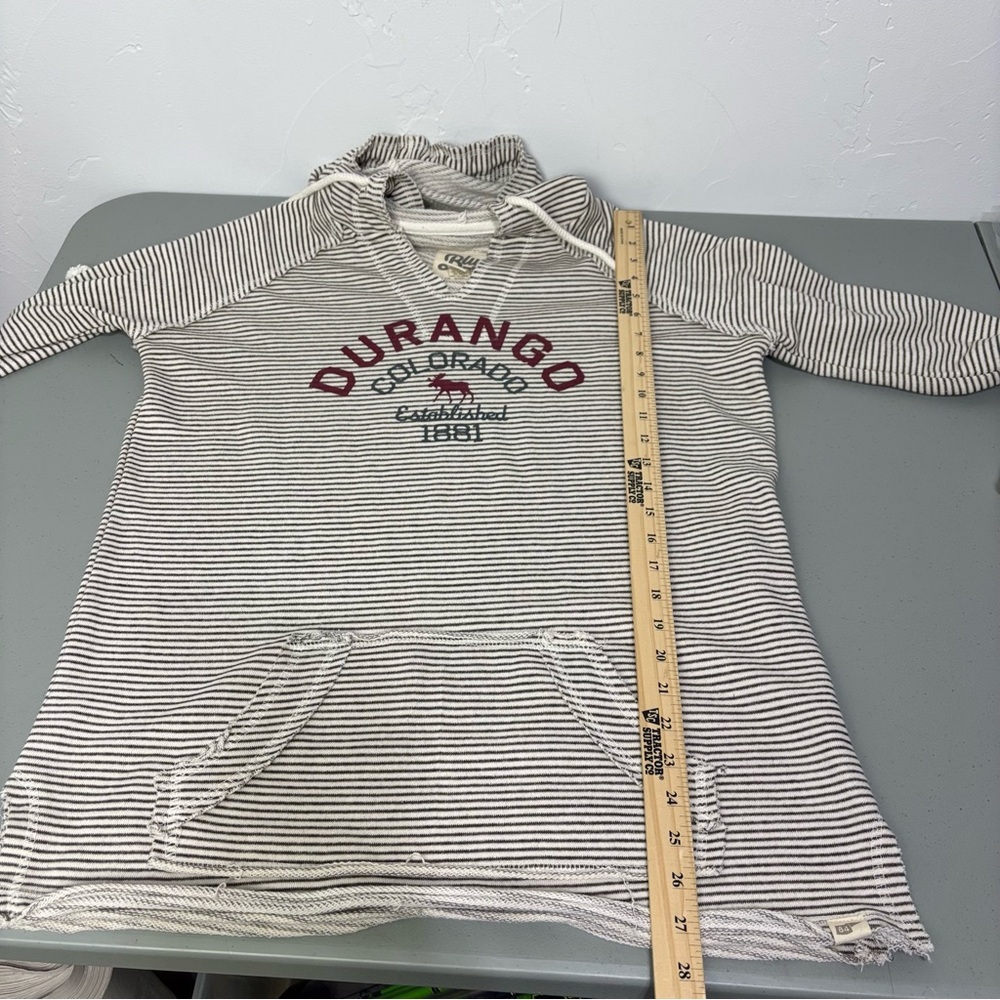 Blue 84 Durango Striped Hooded Pullover with Maroon Logo Women's Large Cotton - Picture 8 of 8
